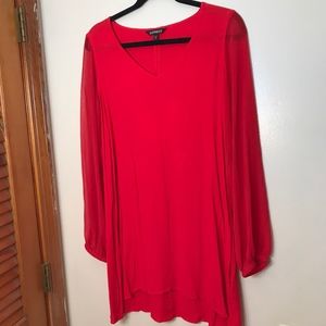 Express Red Long Sleeve Shift Dress